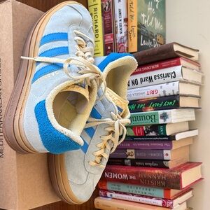 Adidas Women's Light Blue and Yellow Gazelle Platform Sneakers